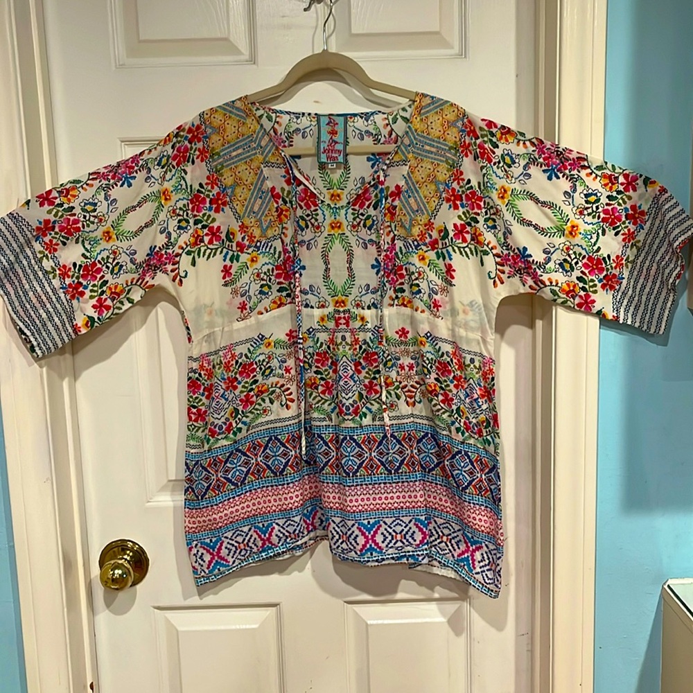 Johnny Was Floral Tunic Top, Size M